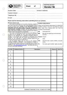 Sellers lotting list for consigning lots